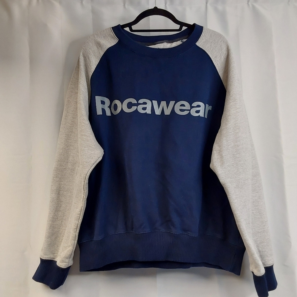 Rocawear Men’s Sweatshirt 2XL Blue Gray Pullover Crewneck Logo Streetwear